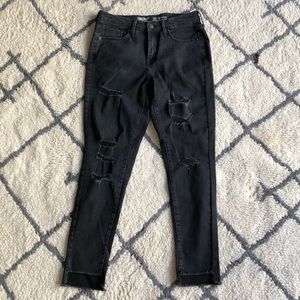 Black Distressed High Rise Jeans